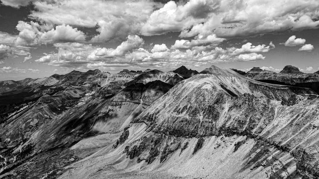 Imogene Pass From the Air in Black and White - Visiting This World