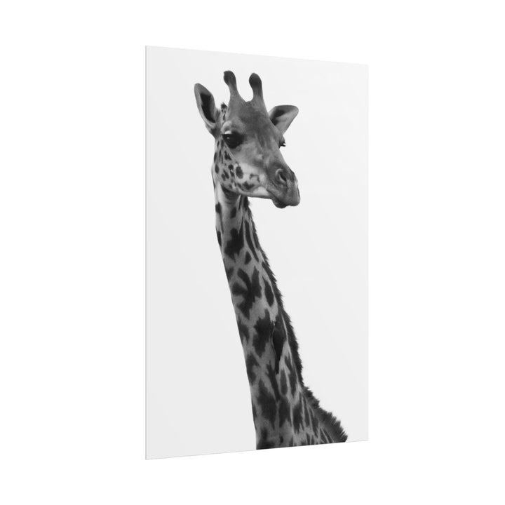 Giraffe Portrait in Black and White | Rolled Unframed Print | Elemental Escape Collection