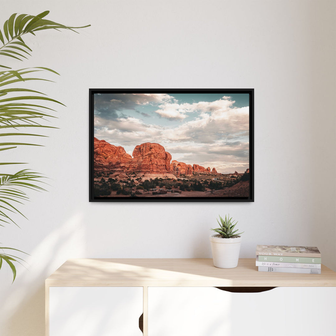 A Desert Sunset | Patience | Framed Matte Canvas Art Print | Elemental Escape Collection