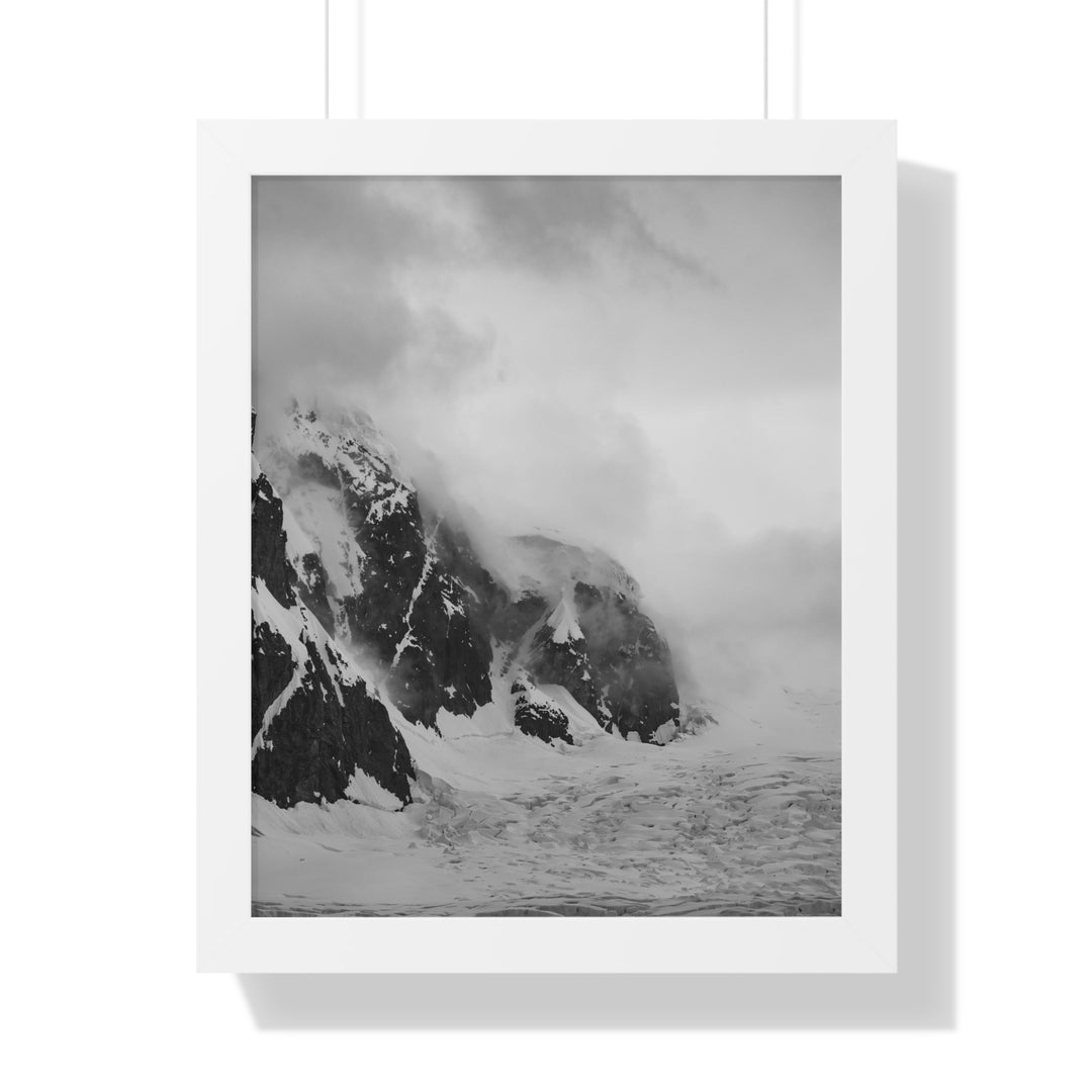 The Mist Descends in Black and White - Framed Print
