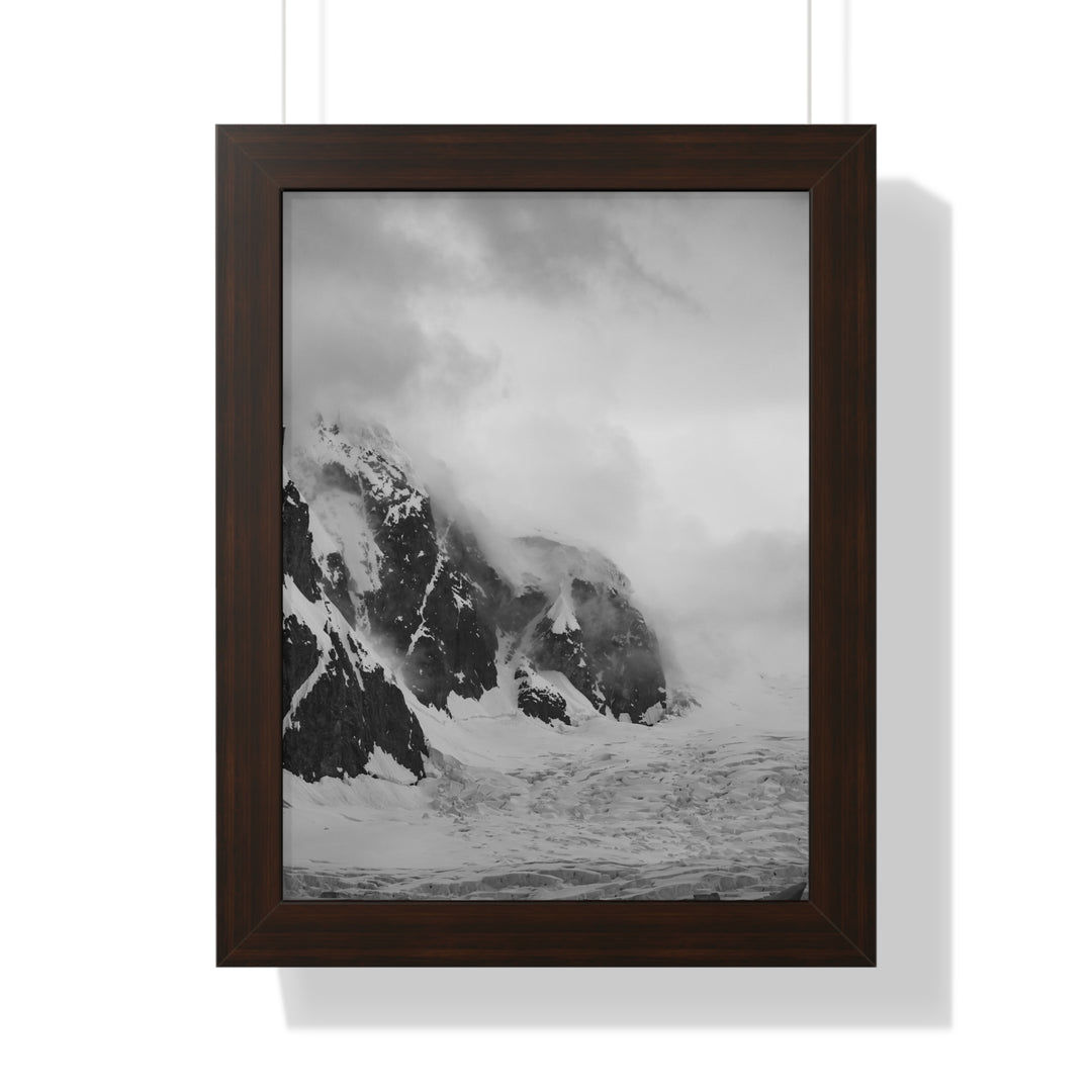 The Mist Descends in Black and White - Framed Print