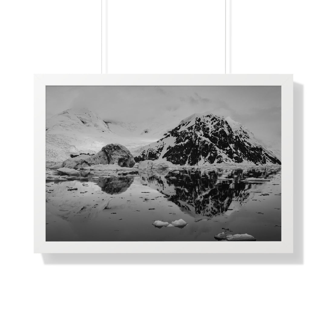 Reflected Calm in Black and White - Framed Print
