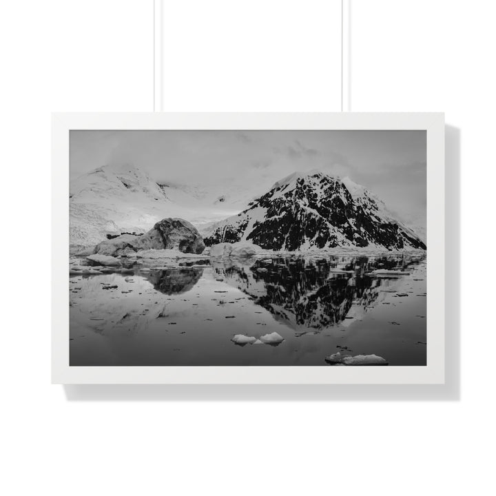 Reflected Calm in Black and White - Framed Print