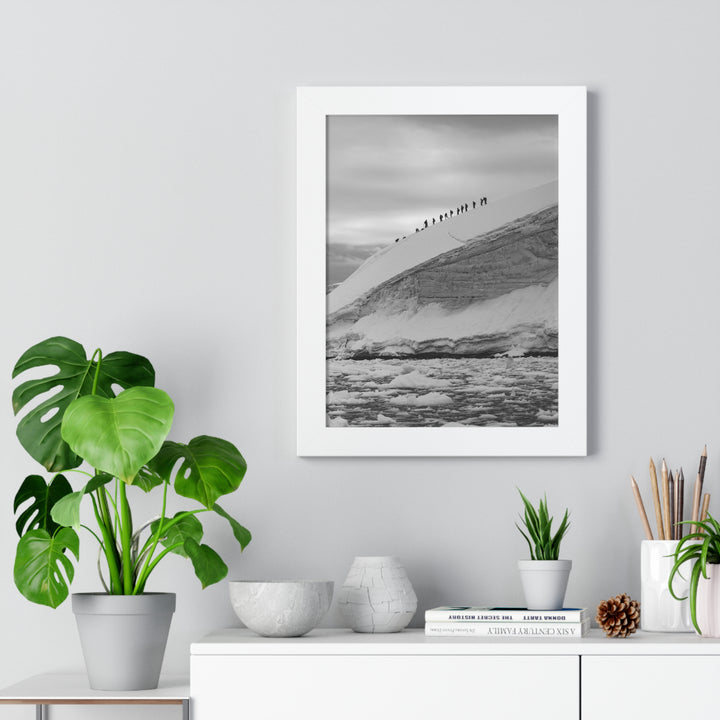 Preparing for the Climb in Black and White - Framed Print