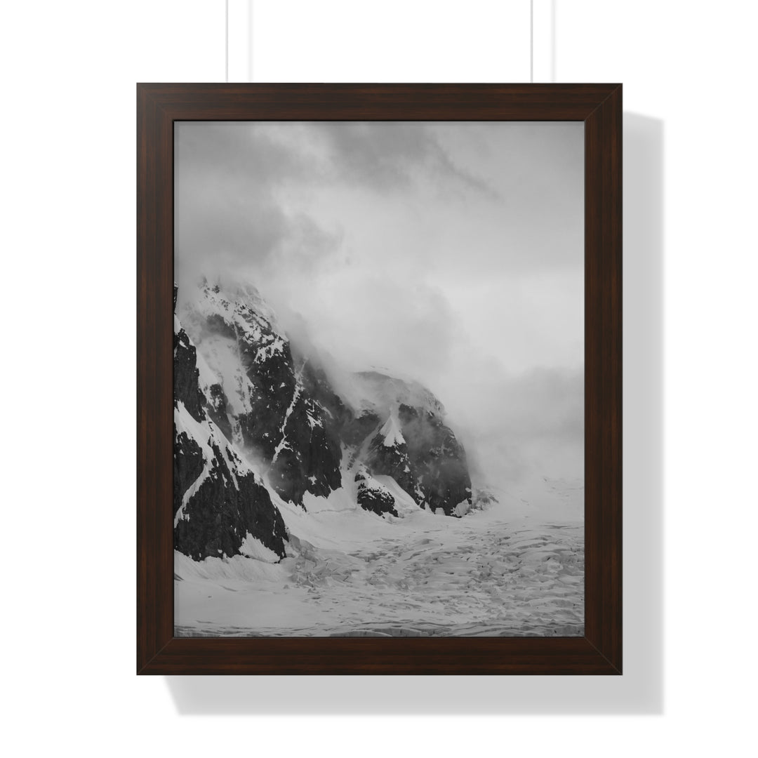 The Mist Descends in Black and White - Framed Print