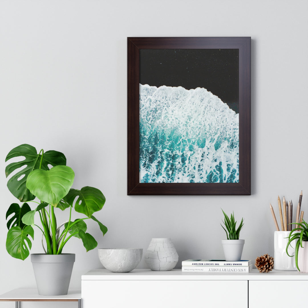 A Wave on Volcanic Sand - Framed Print