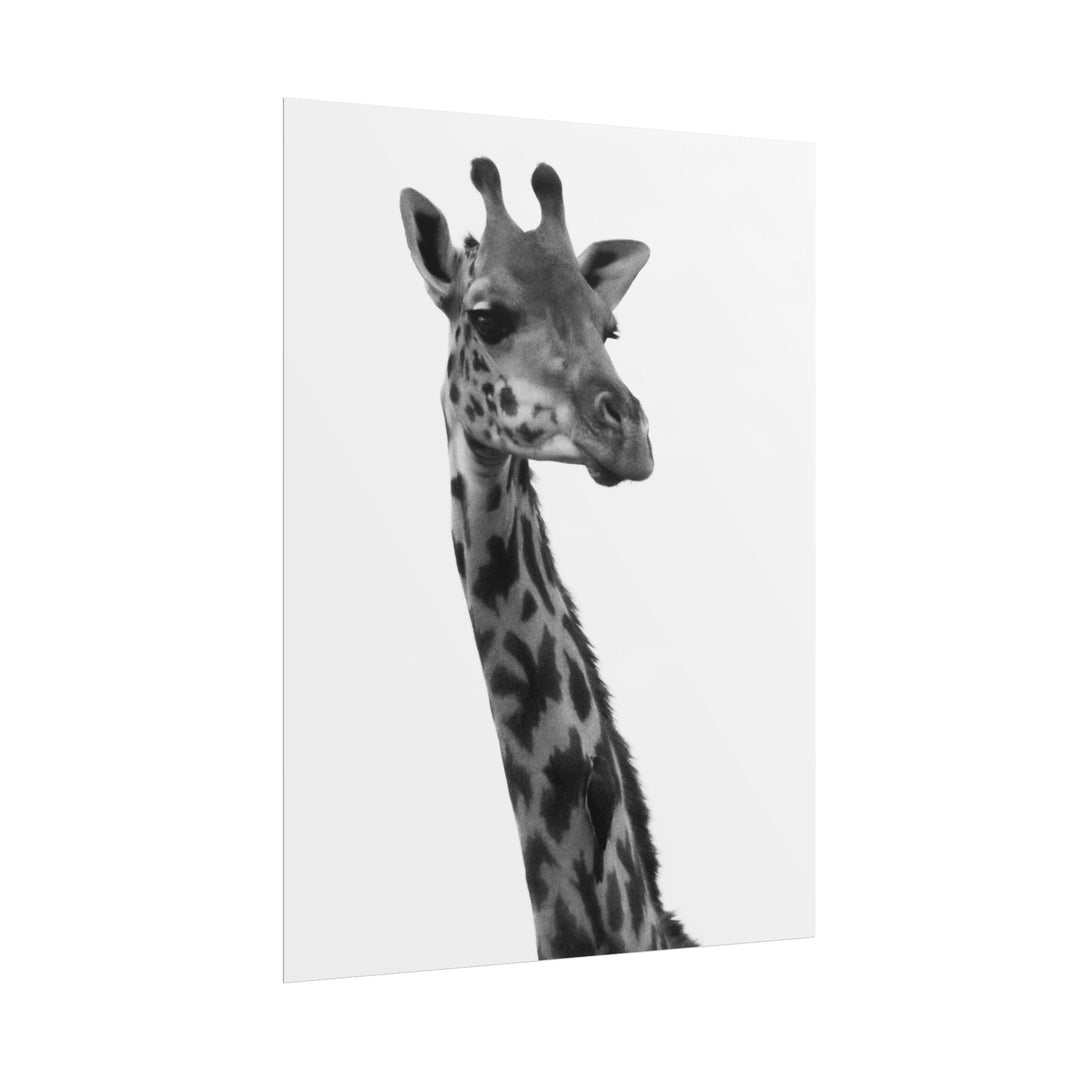 Giraffe Portrait in Black and White | Rolled Unframed Print | Elemental Escape Collection