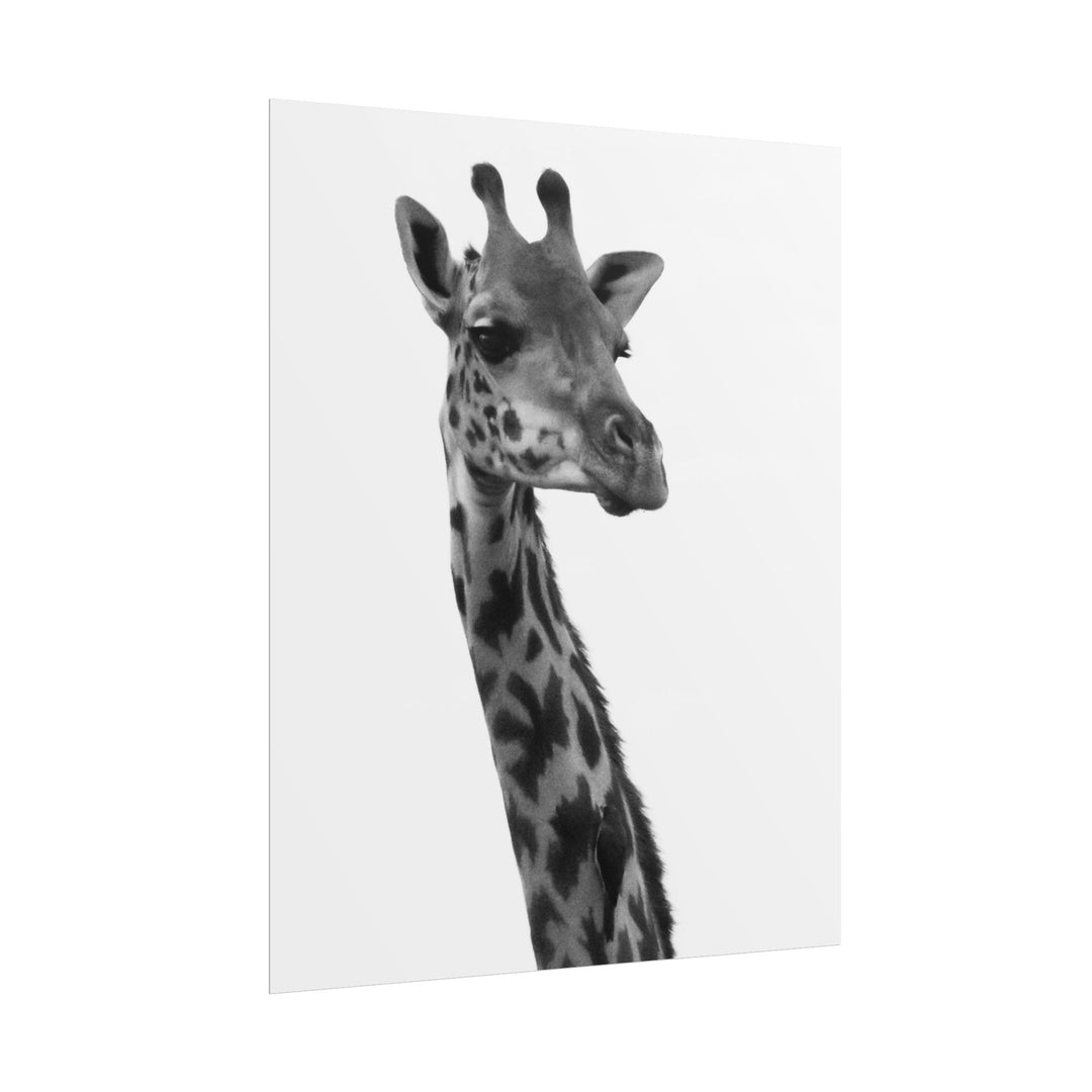 Giraffe Portrait in Black and White | Rolled Unframed Print | Elemental Escape Collection