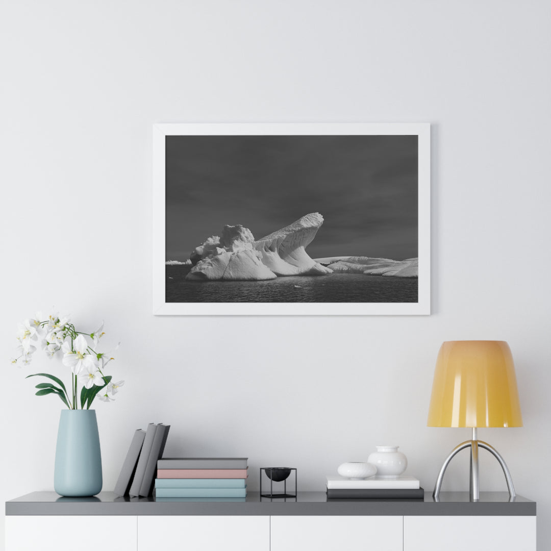 The Angles of an Iceberg in Black and White - Framed Print