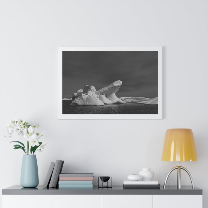 The Angles of an Iceberg in Black and White - Framed Print