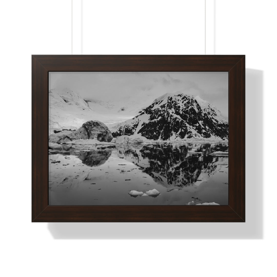 Reflected Calm in Black and White - Framed Print