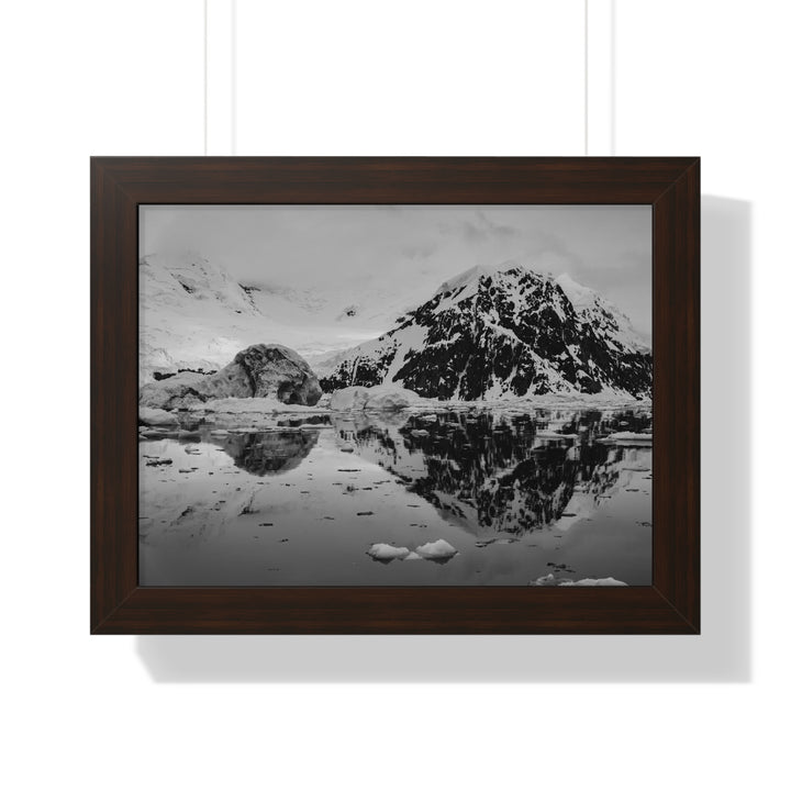 Reflected Calm in Black and White - Framed Print