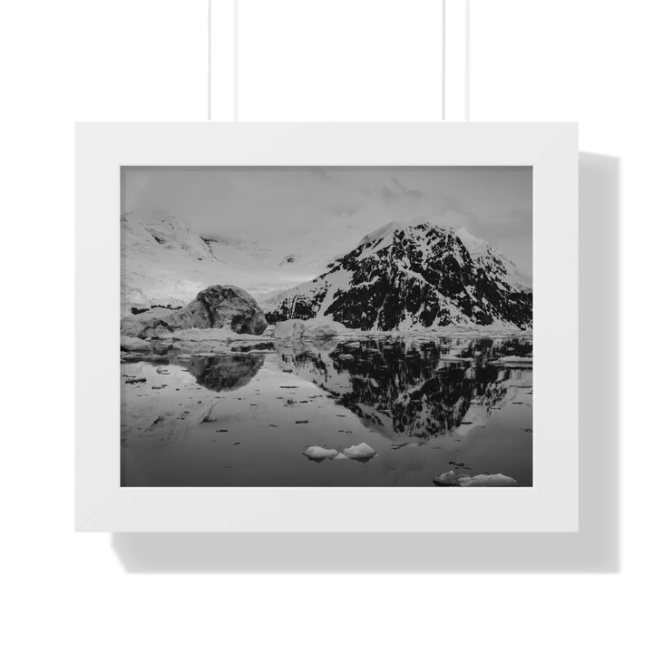 Reflected Calm in Black and White - Framed Print