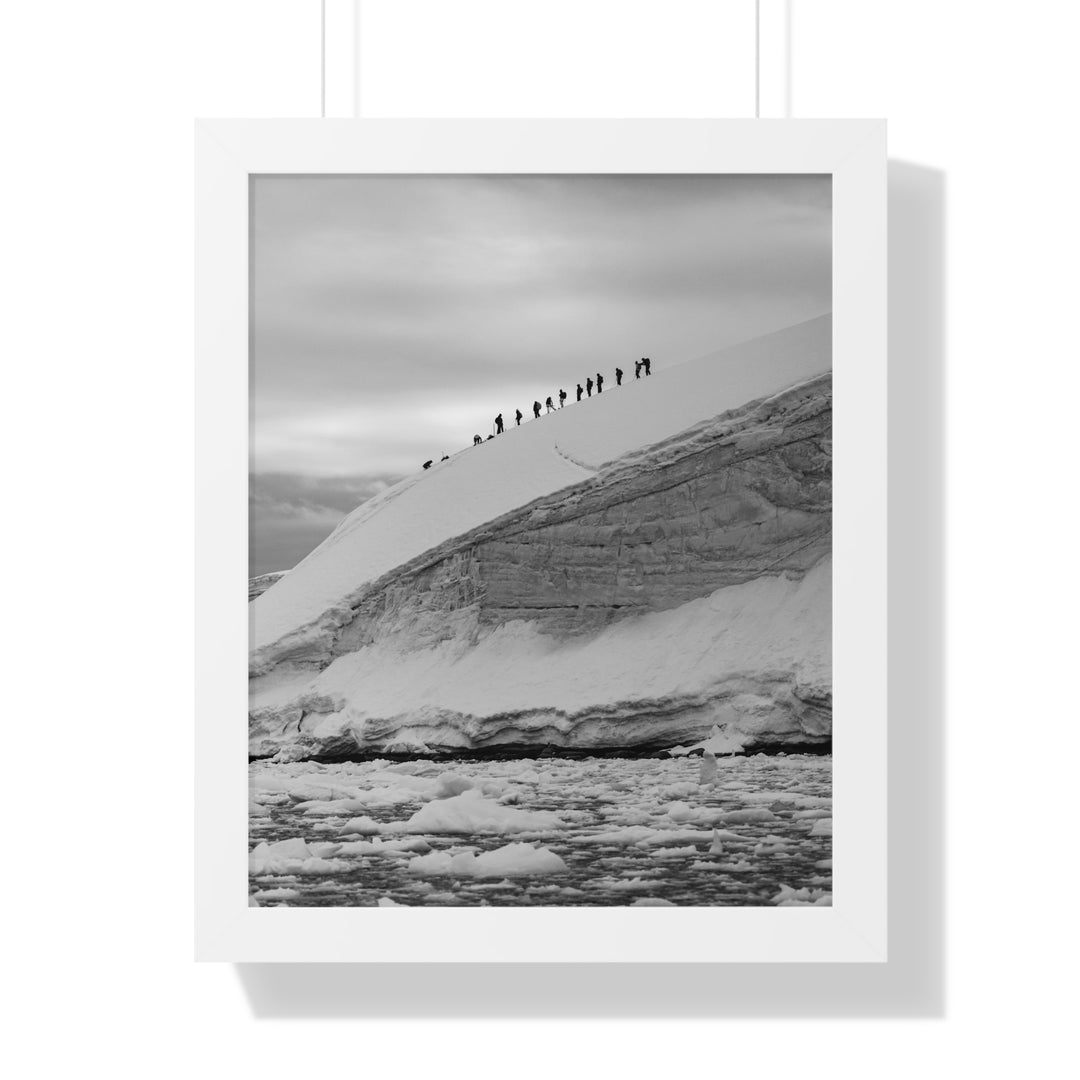 Preparing for the Climb in Black and White - Framed Print