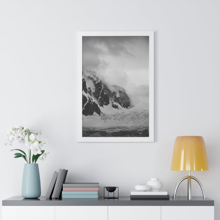 The Mist Descends in Black and White - Framed Print