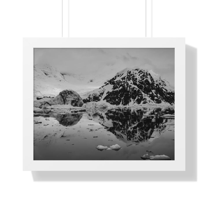 Reflected Calm in Black and White - Framed Print