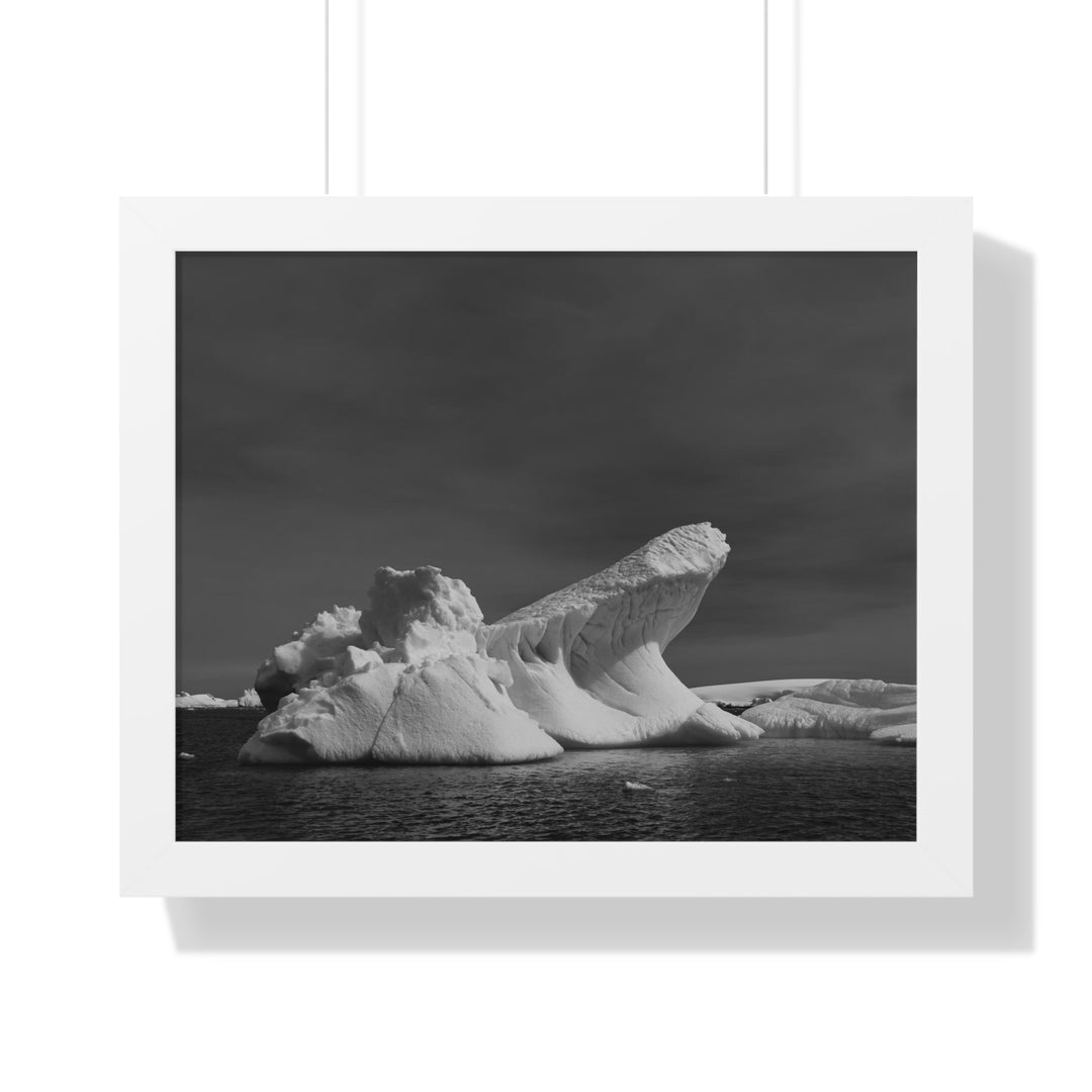 The Angles of an Iceberg in Black and White - Framed Print
