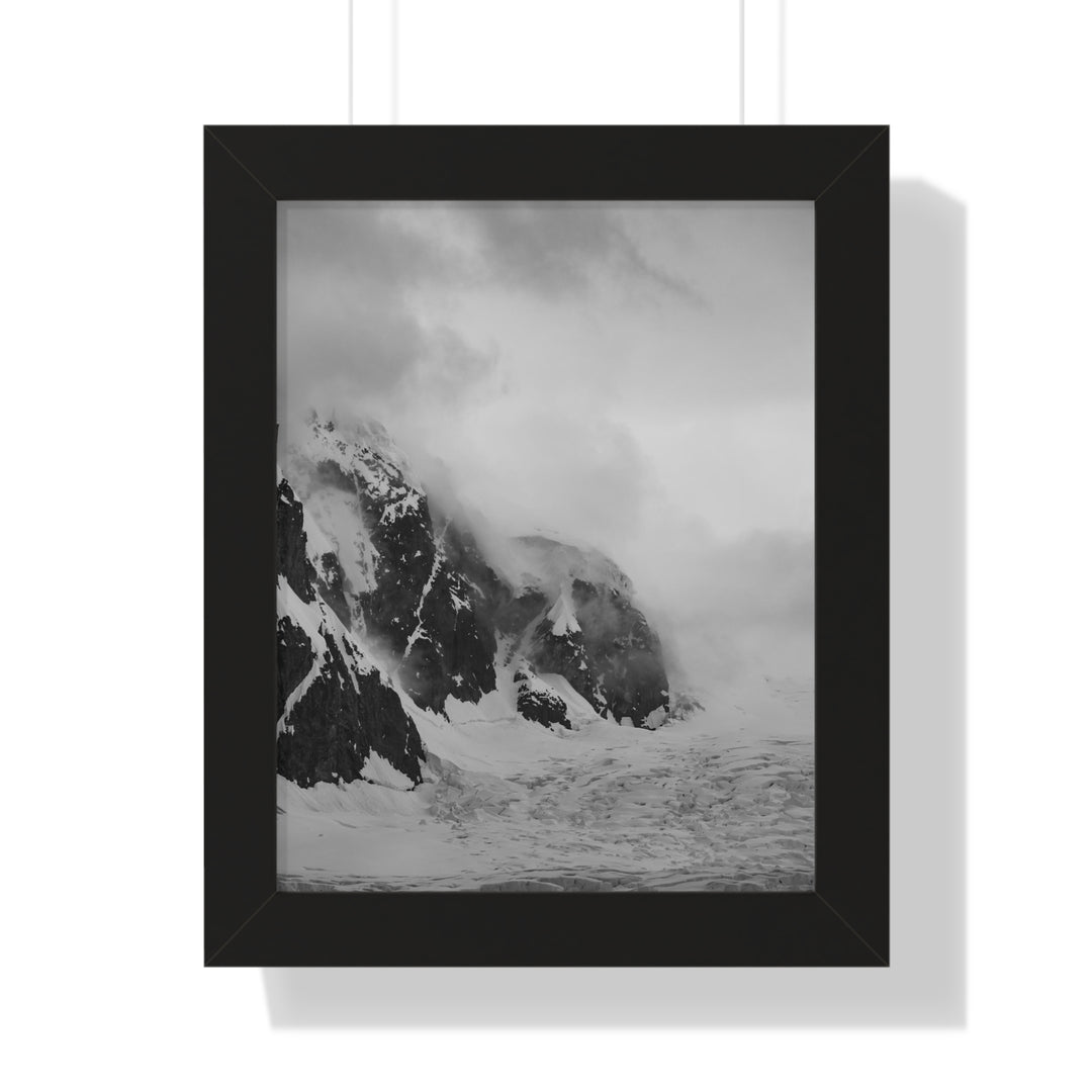 The Mist Descends in Black and White - Framed Print