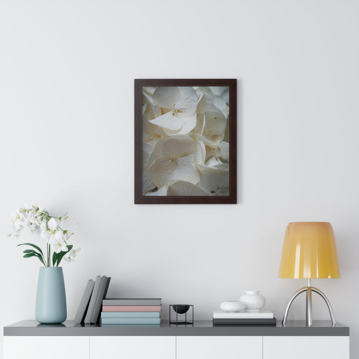 White Hydrangea Detail - Framed Print