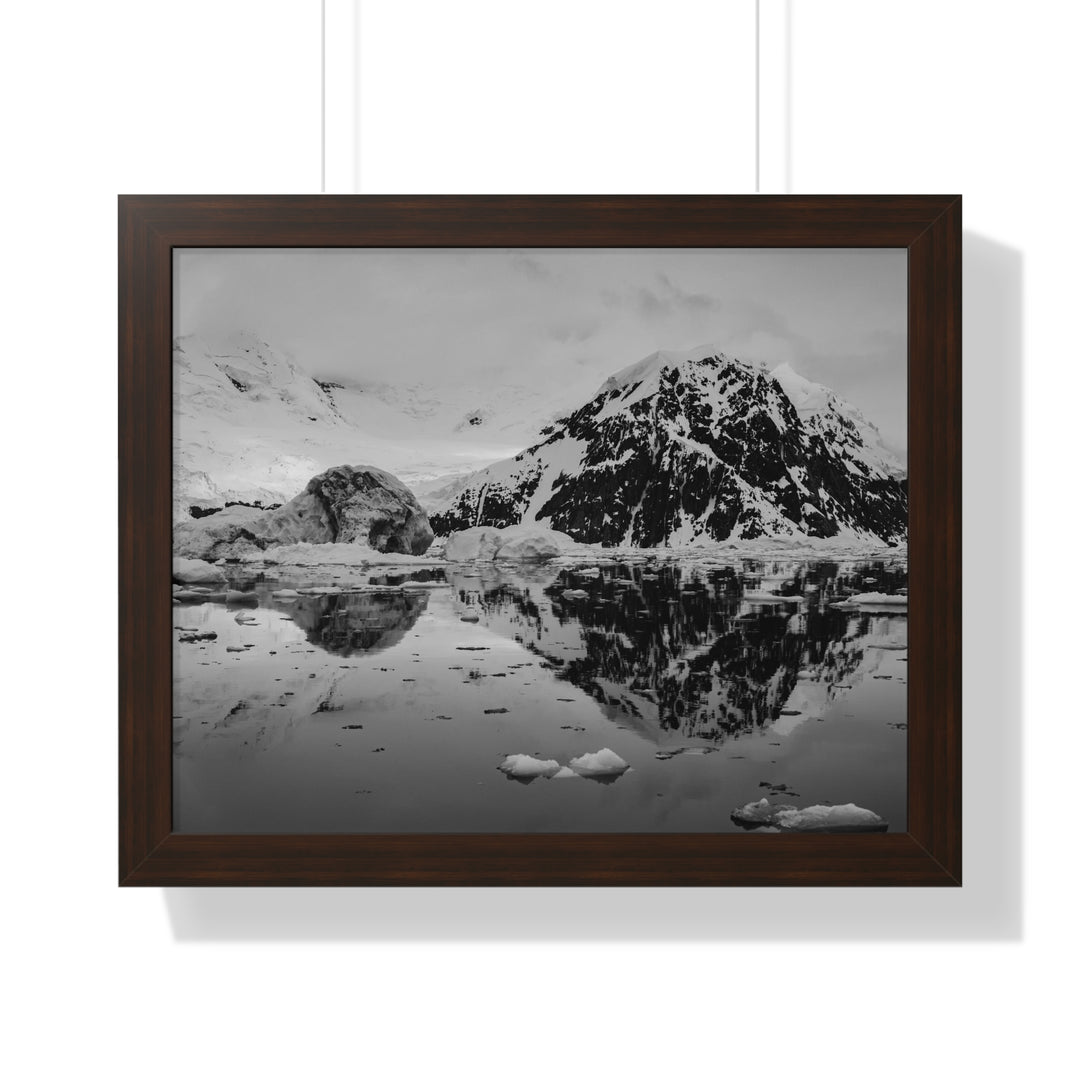 Reflected Calm in Black and White - Framed Print