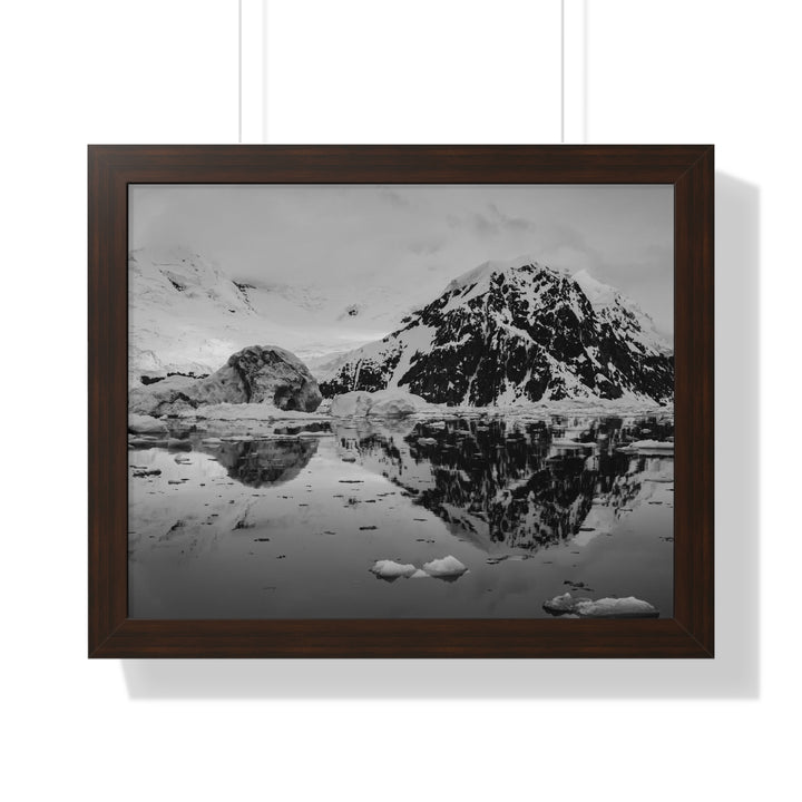 Reflected Calm in Black and White - Framed Print