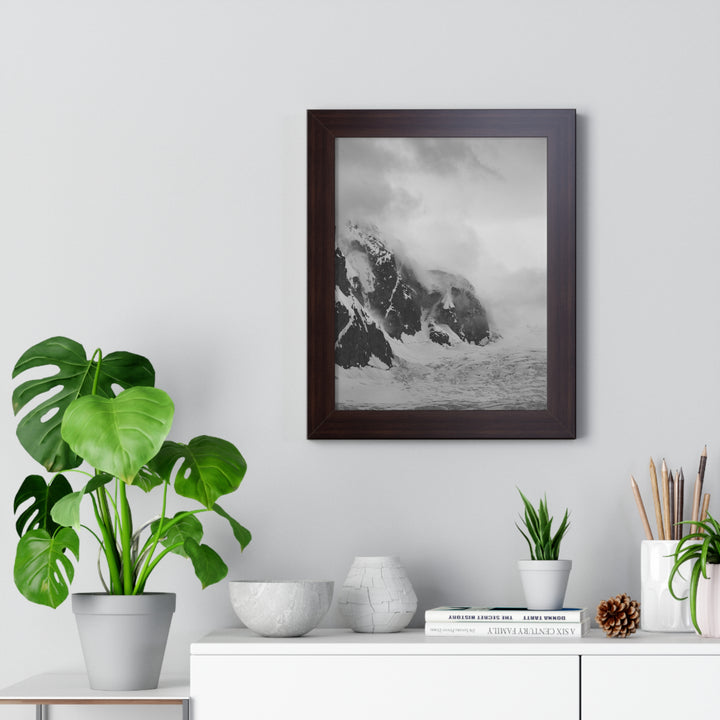 The Mist Descends in Black and White - Framed Print