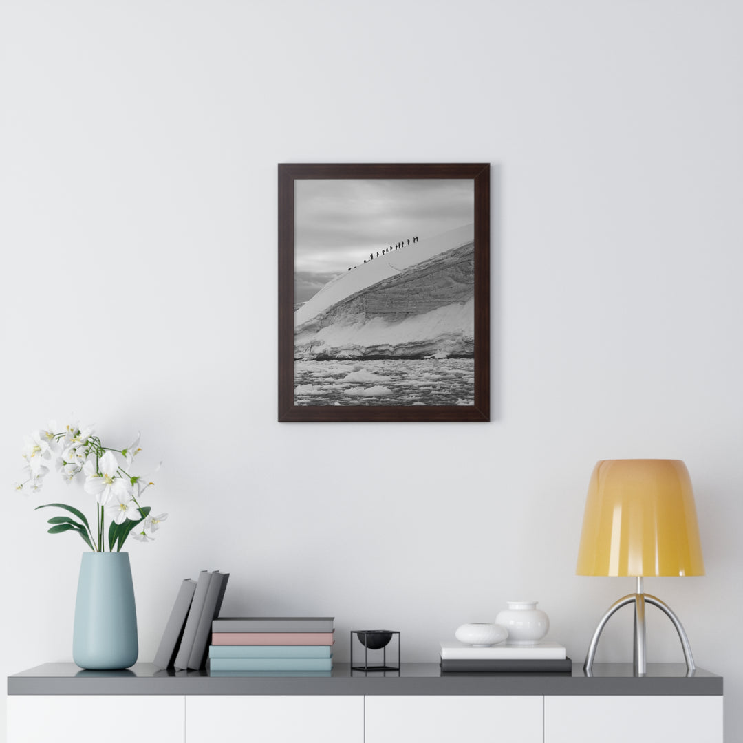 Preparing for the Climb in Black and White - Framed Print