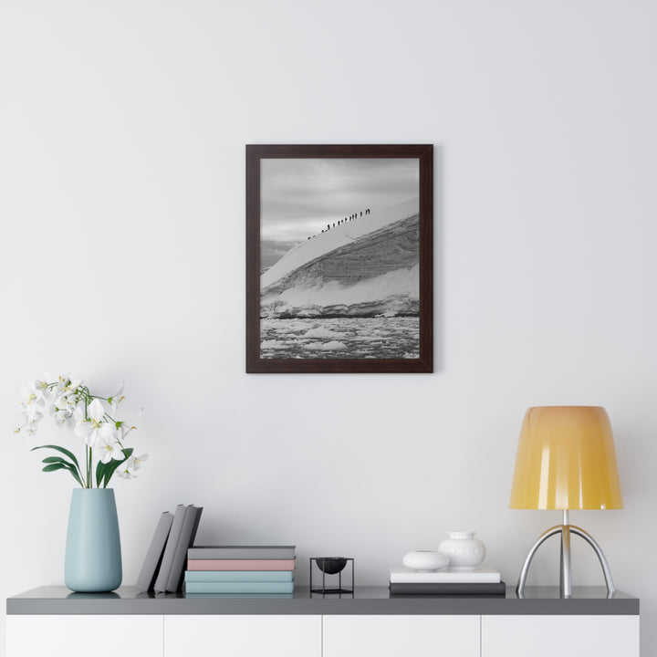Preparing for the Climb in Black and White - Framed Print