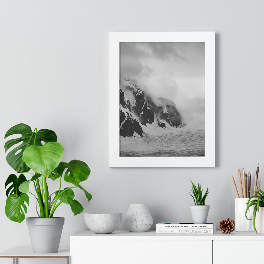 The Mist Descends in Black and White - Framed Print