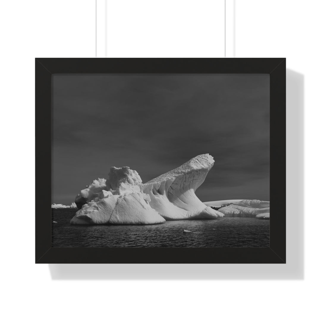 The Angles of an Iceberg in Black and White - Framed Print