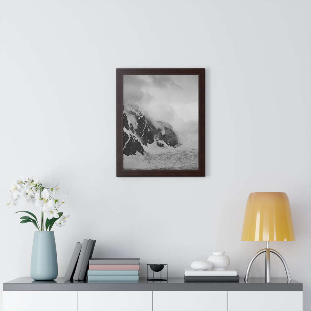 The Mist Descends in Black and White - Framed Print