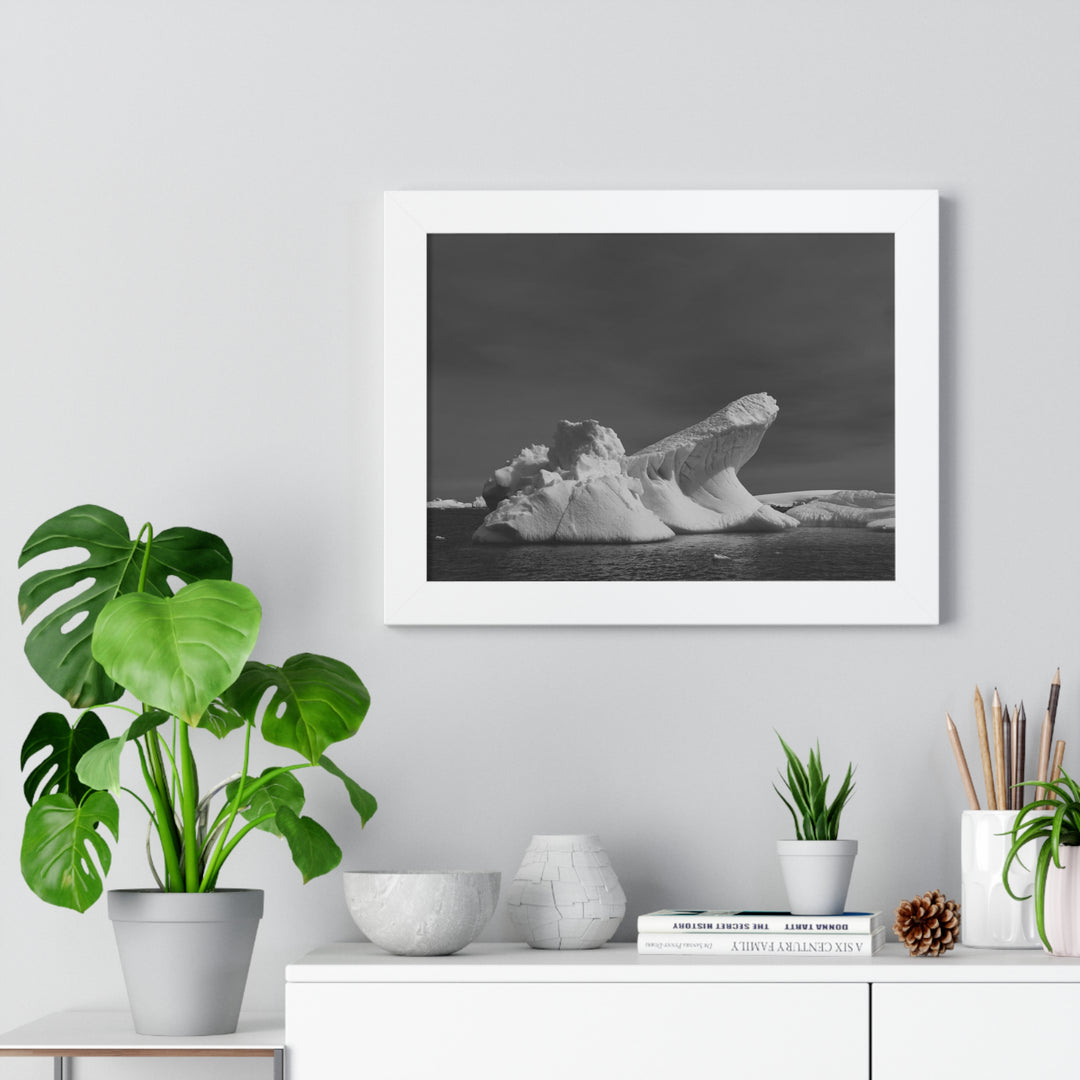 The Angles of an Iceberg in Black and White - Framed Print