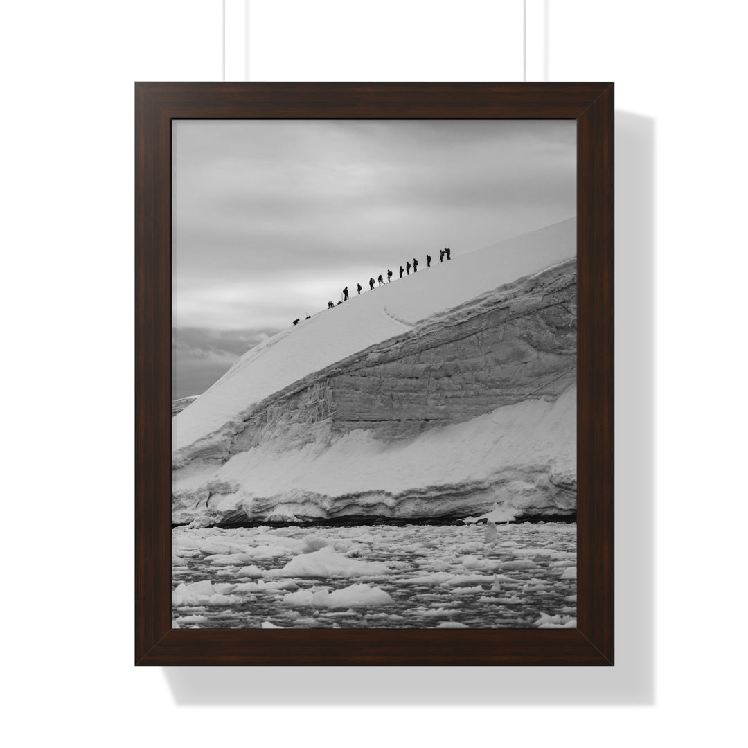 Preparing for the Climb in Black and White - Framed Print