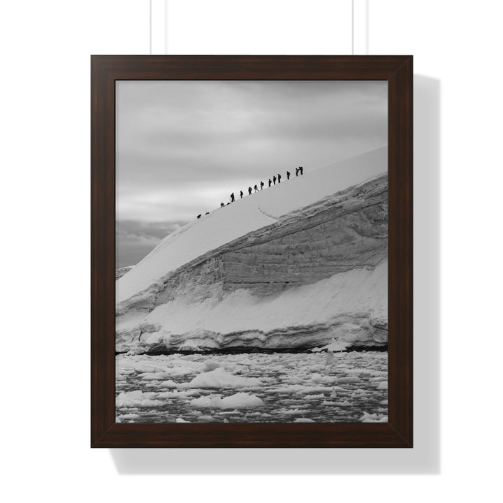 Preparing for the Climb in Black and White - Framed Print