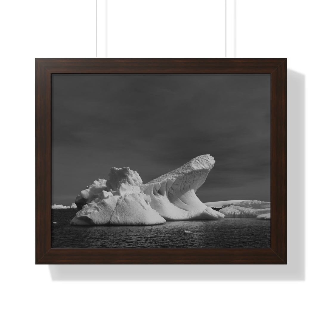 The Angles of an Iceberg in Black and White - Framed Print