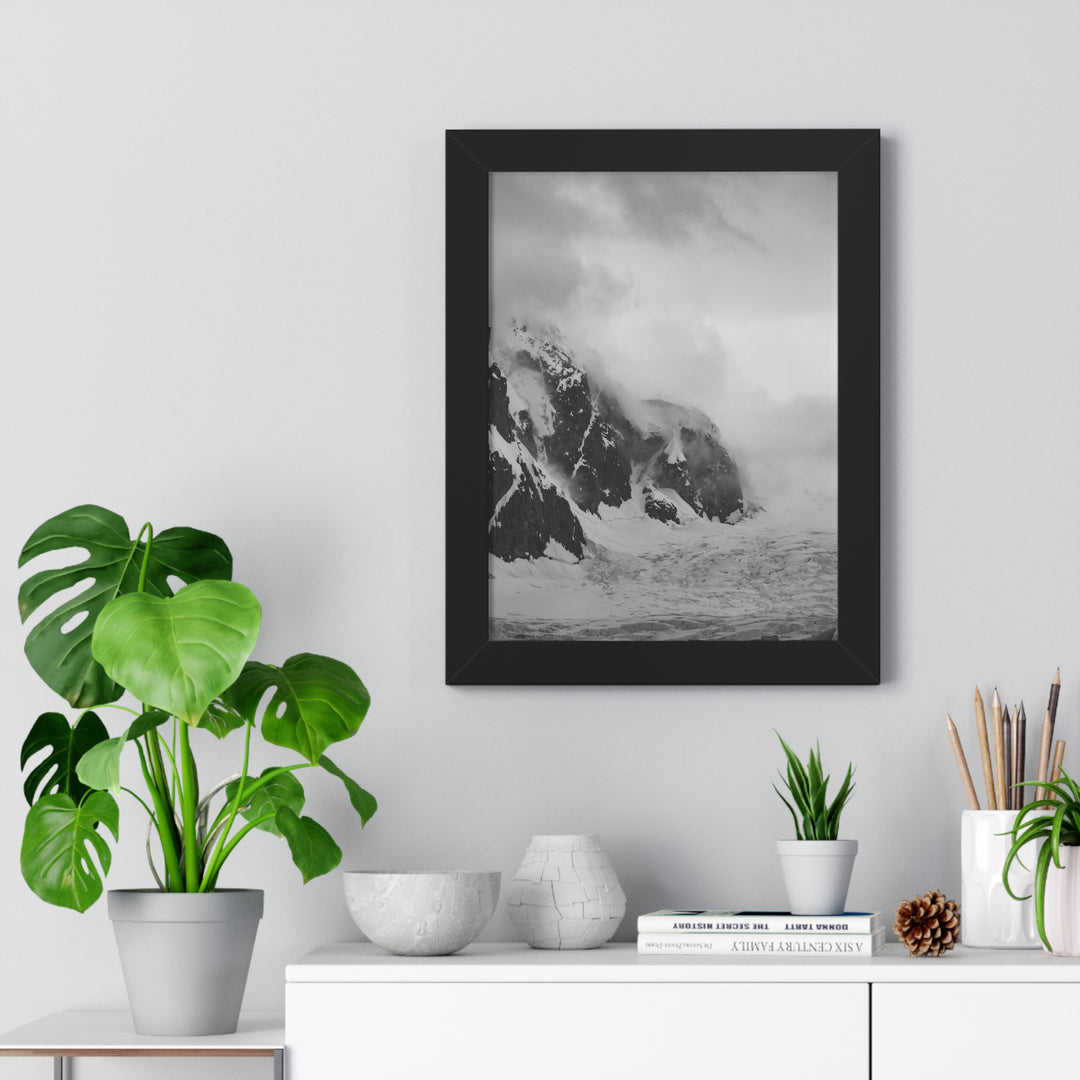 The Mist Descends in Black and White - Framed Print