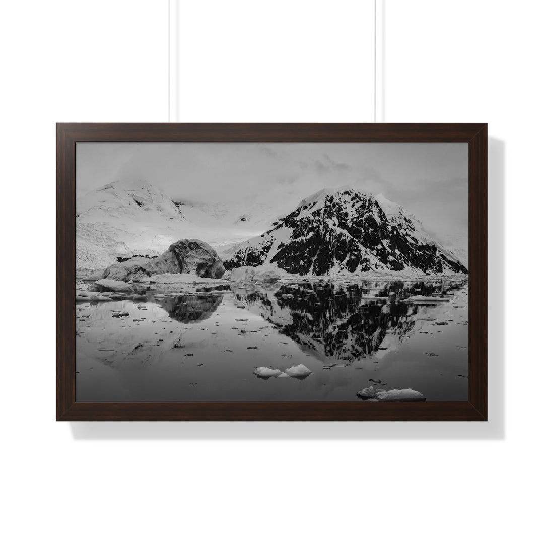 Reflected Calm in Black and White - Framed Print