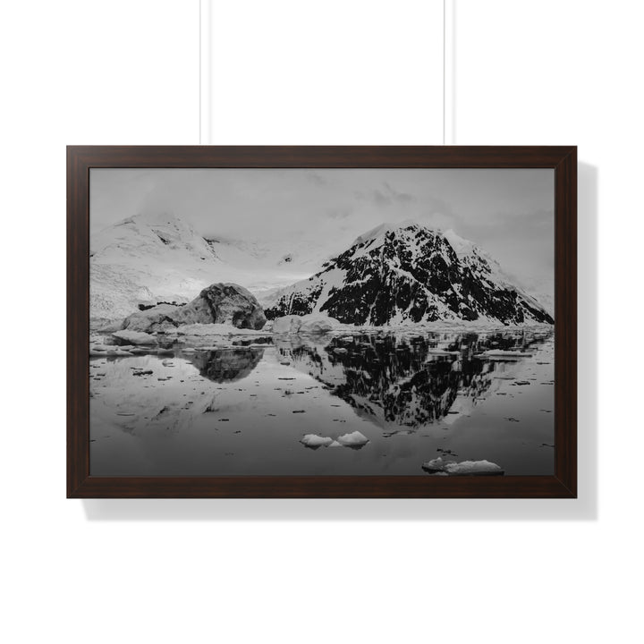 Reflected Calm in Black and White - Framed Print