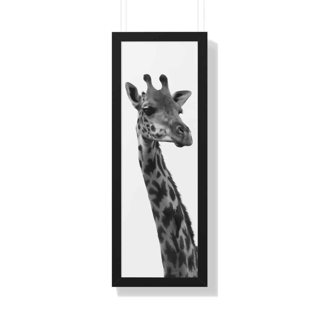 Giraffe Portrait in Black and White - Framed Print