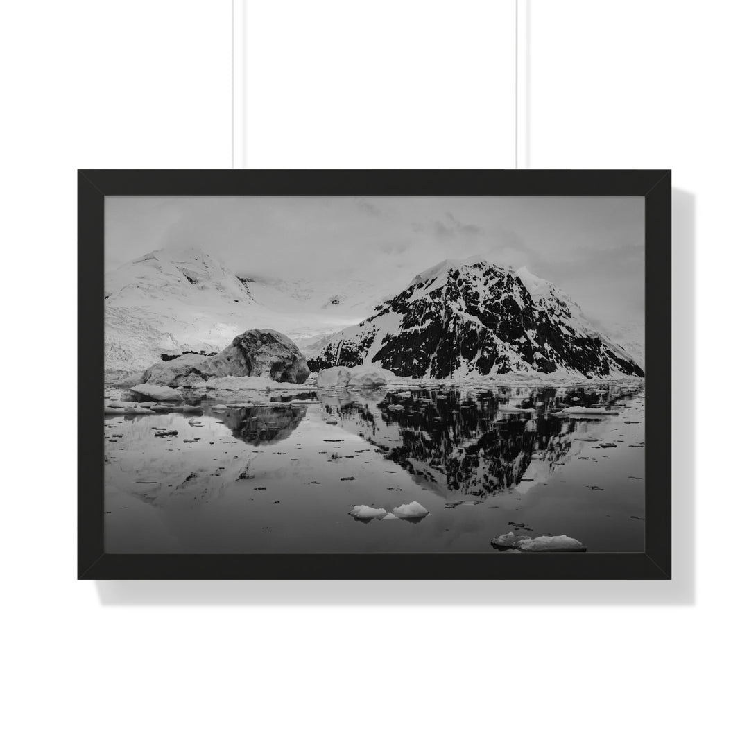 Reflected Calm in Black and White - Framed Print