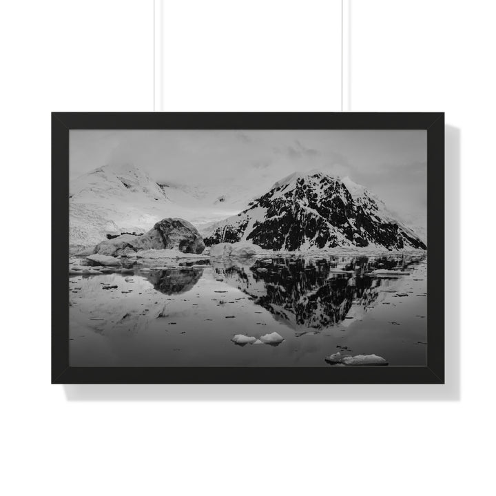 Reflected Calm in Black and White - Framed Print