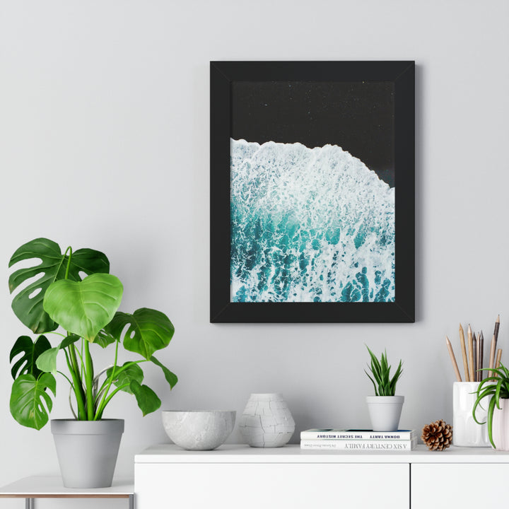 A Wave on Volcanic Sand - Framed Print