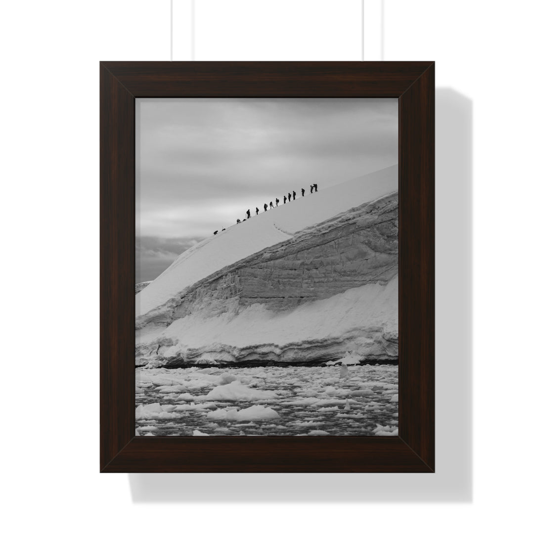 Preparing for the Climb in Black and White - Framed Print