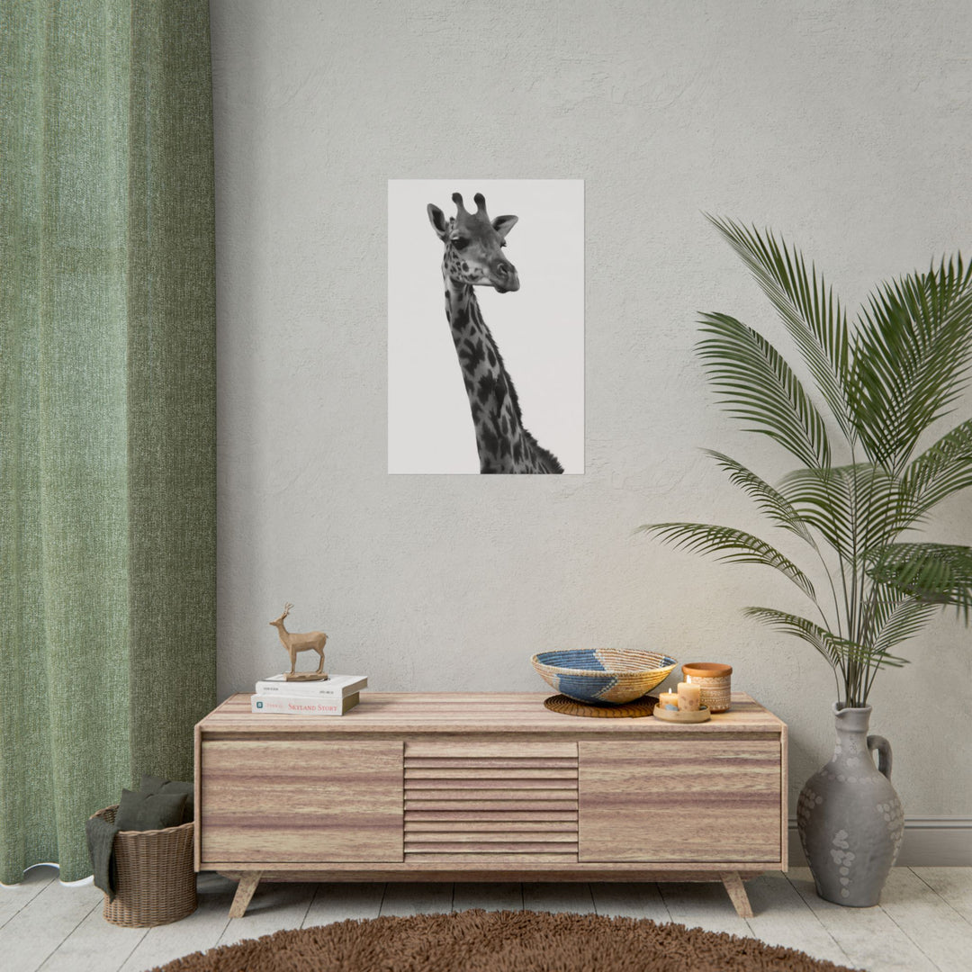 Giraffe Portrait in Black and White | Rolled Unframed Print | Elemental Escape Collection