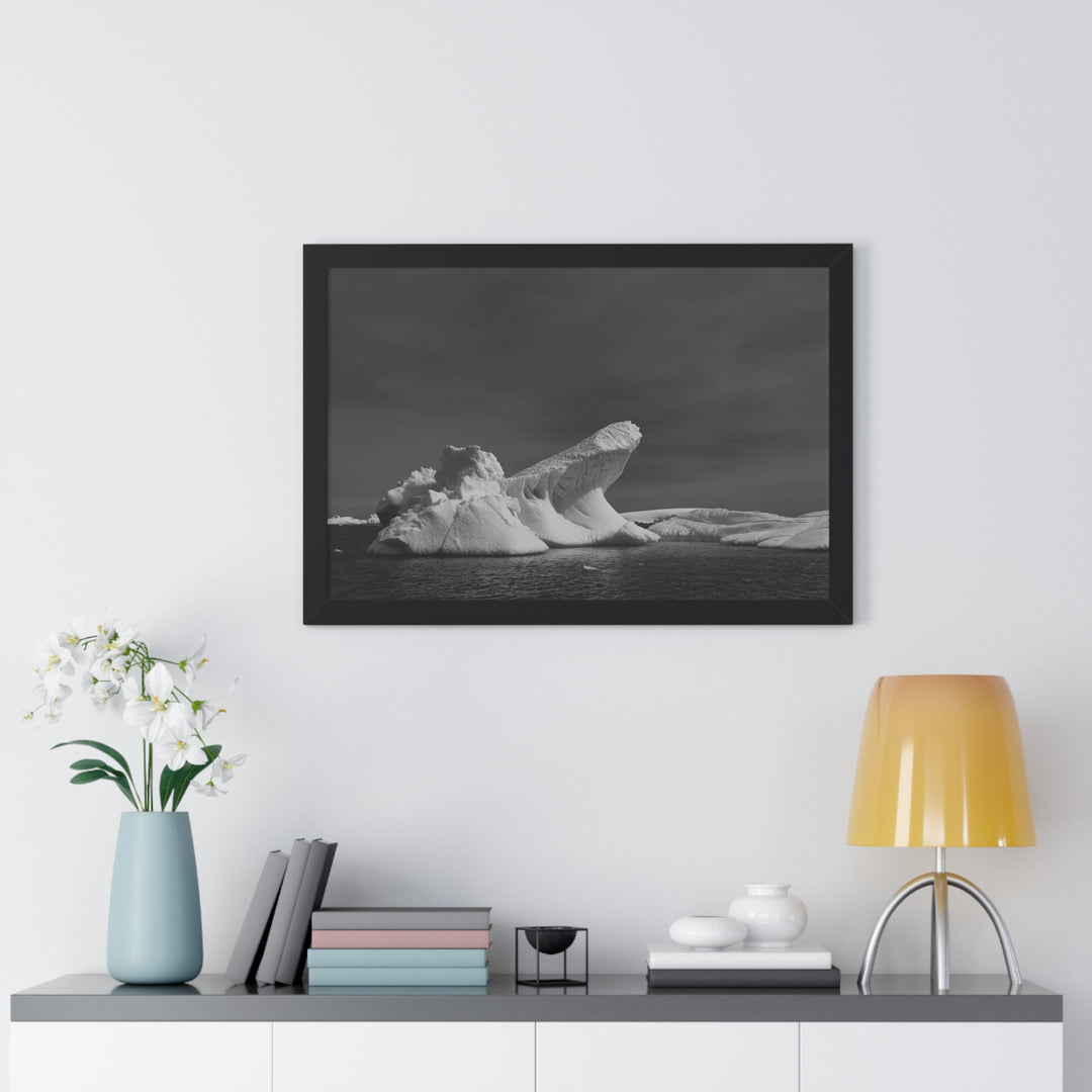 The Angles of an Iceberg in Black and White - Framed Print