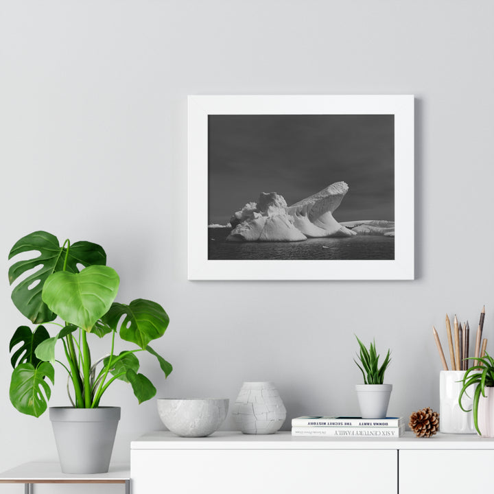 The Angles of an Iceberg in Black and White - Framed Print
