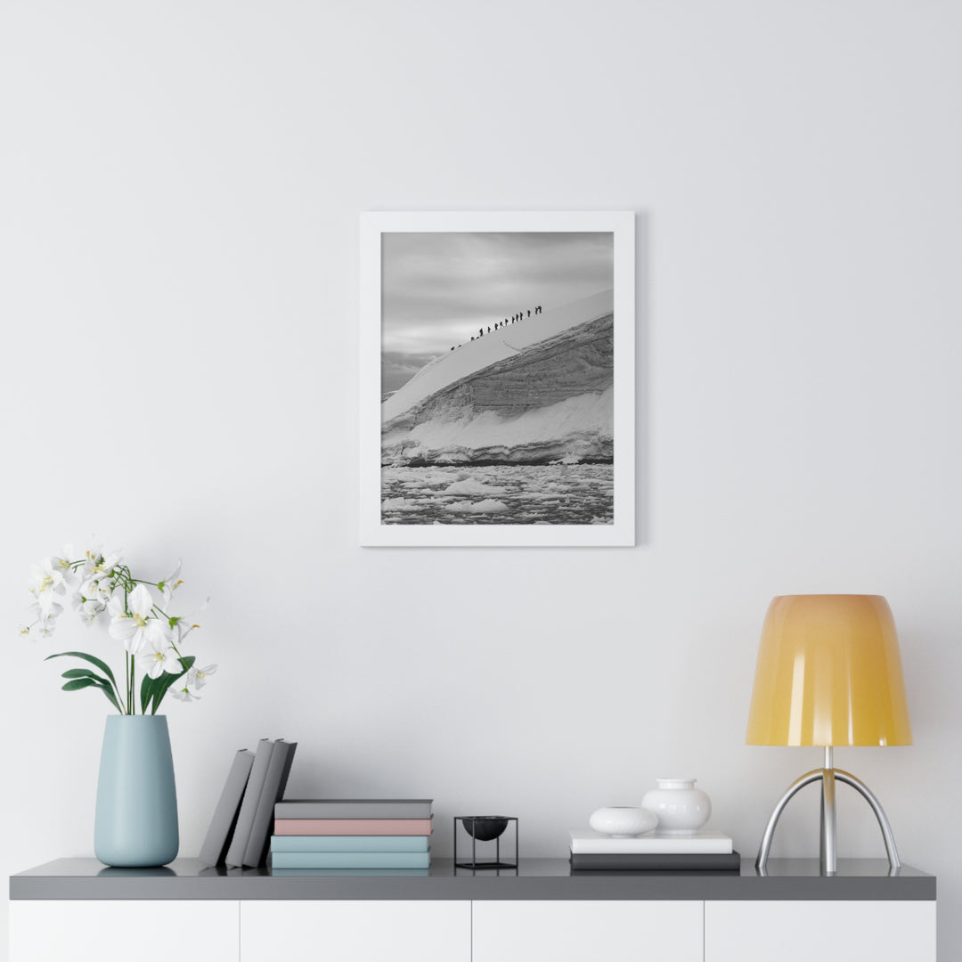 Preparing for the Climb in Black and White - Framed Print