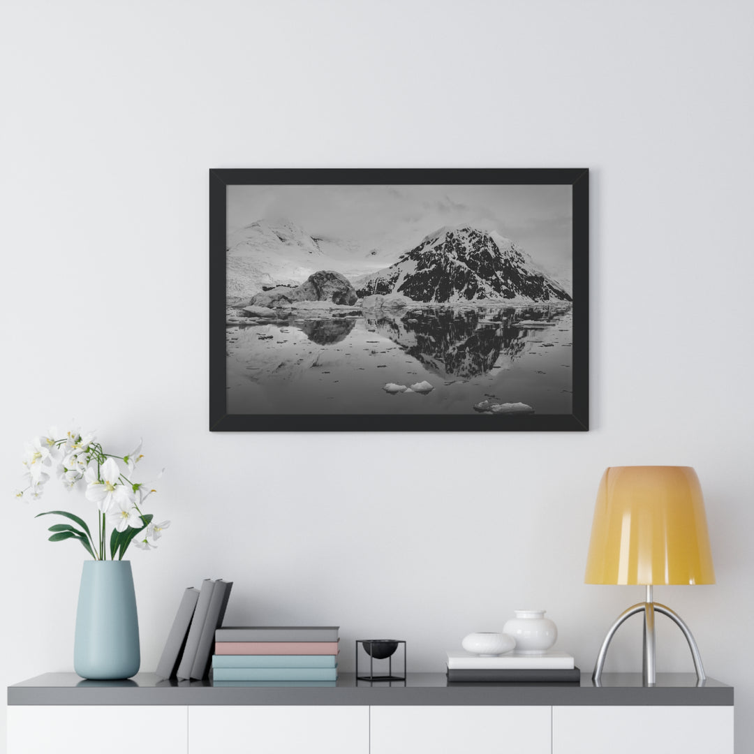 Reflected Calm in Black and White - Framed Print