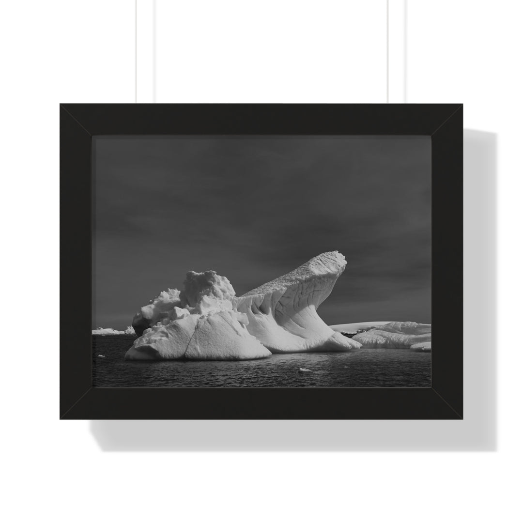 The Angles of an Iceberg in Black and White - Framed Print