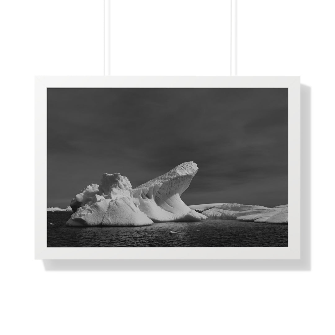 The Angles of an Iceberg in Black and White - Framed Print